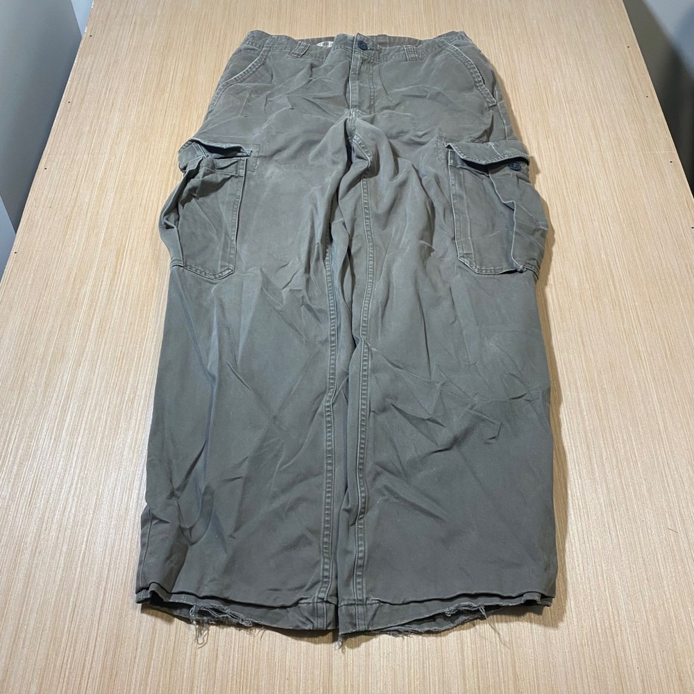Vintage Gap Flannel Lined Cargo Pants Mens 34x31 Olive Green Distressed Plaid